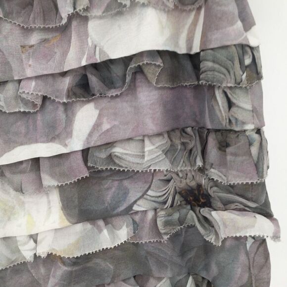 🩶 NWT - DVF Diane von Furstenberg Honare Meral Roses ruffle tier silk skirt 2 - Picture 3 of 6